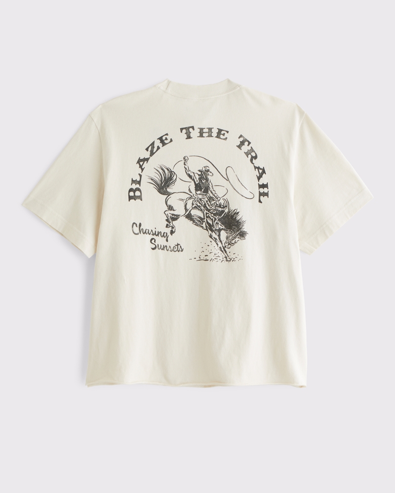 【AMBLER】 Vanilla man's Summer Graphic T-Shirt Men's Vintage-Inspired Cropped Graphic Tee | Men's Clearance