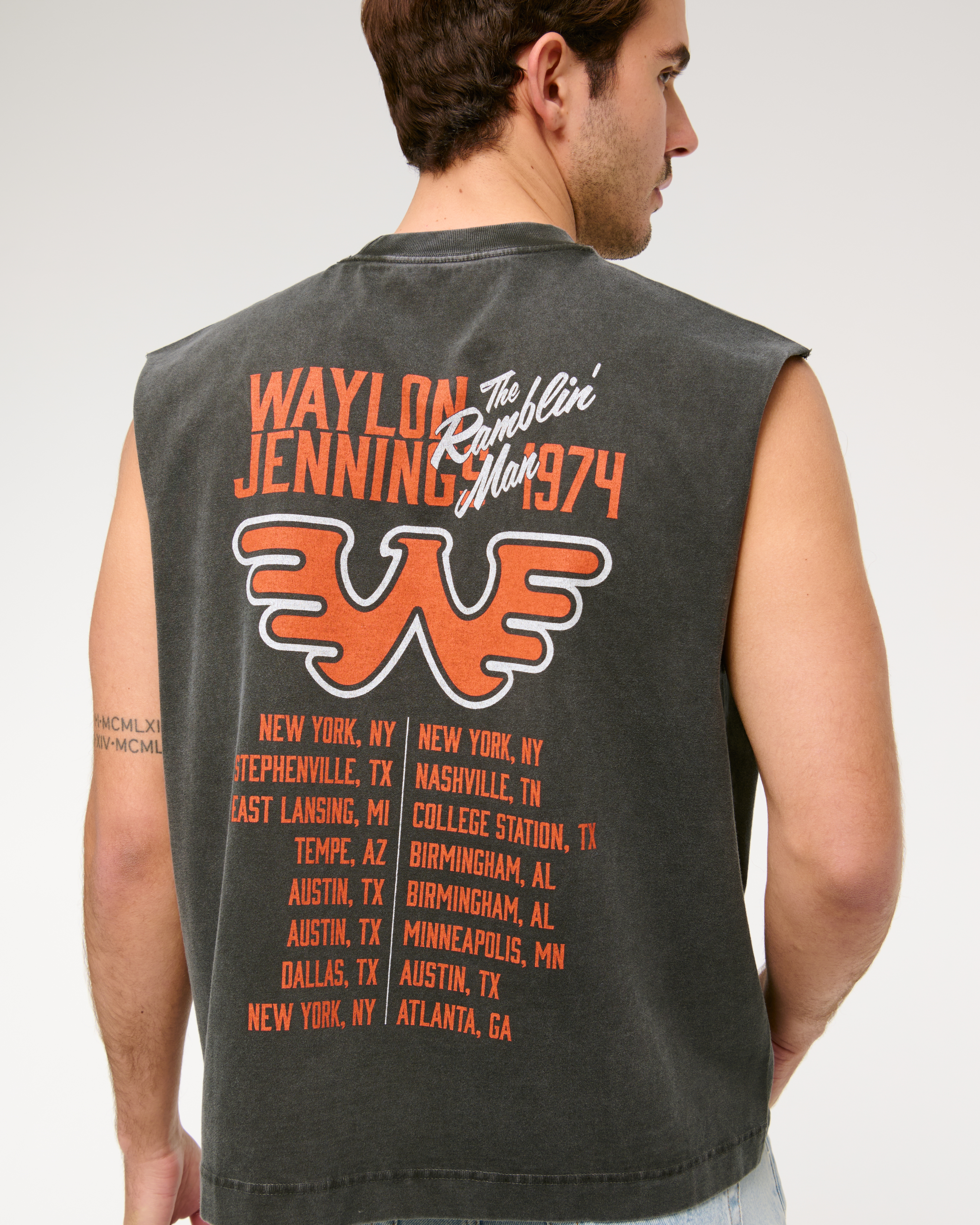 Tシャツ・カットソー Abercrombie & Fitch Premium Cropped Waylon Jennings Tank Men's Premium Heavyweight Cropped Waylon Jennings Tank