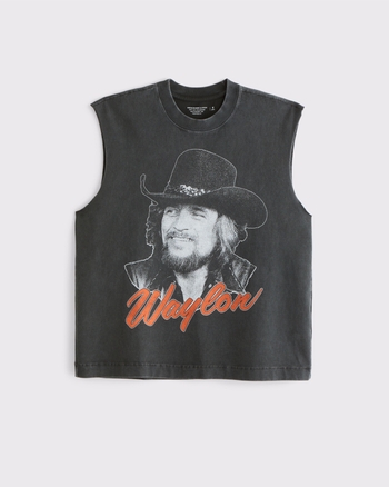 Tシャツ・カットソー Abercrombie & Fitch Premium Cropped Waylon Jennings Tank KIC_123-5238-00006-903_prod1?