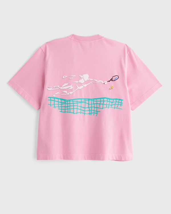 Prince Tennis Vintage-Inspired Cropped Graphic Tee, Pink view 1