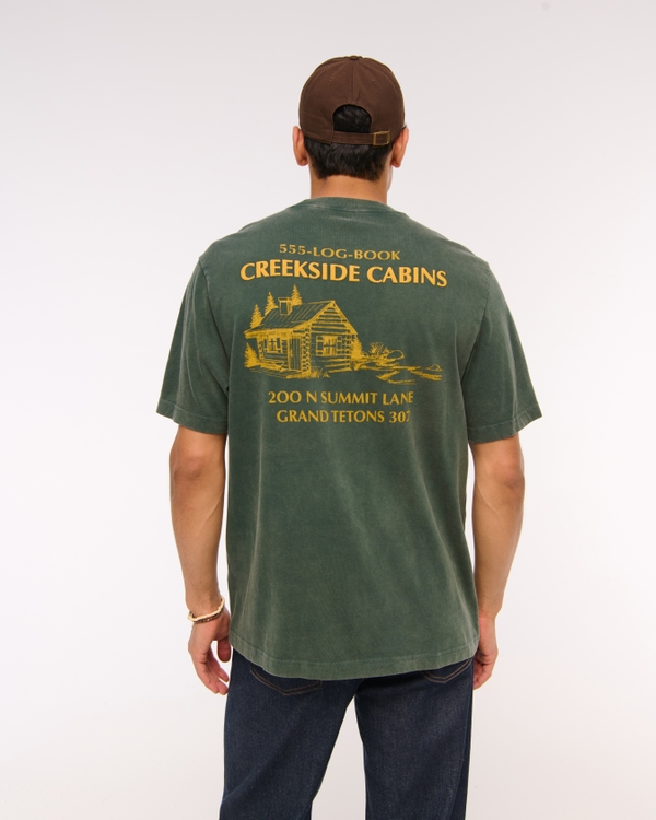 Cabin Vintage-Inspired Graphic Tee, Dark Forest view 1