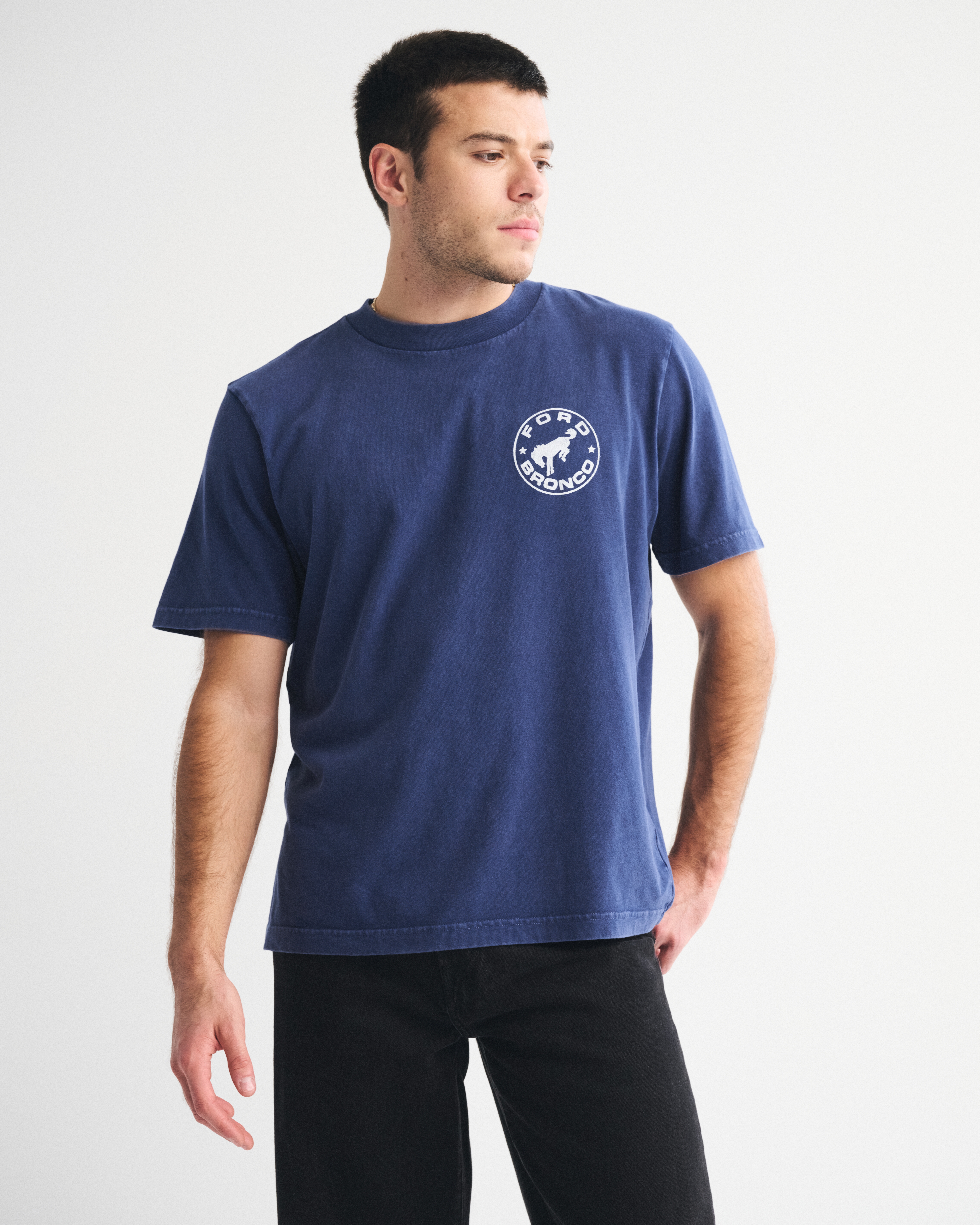 Abercrombie & Fitch Bronco Vintage-inspired Graphic Tee In Blue