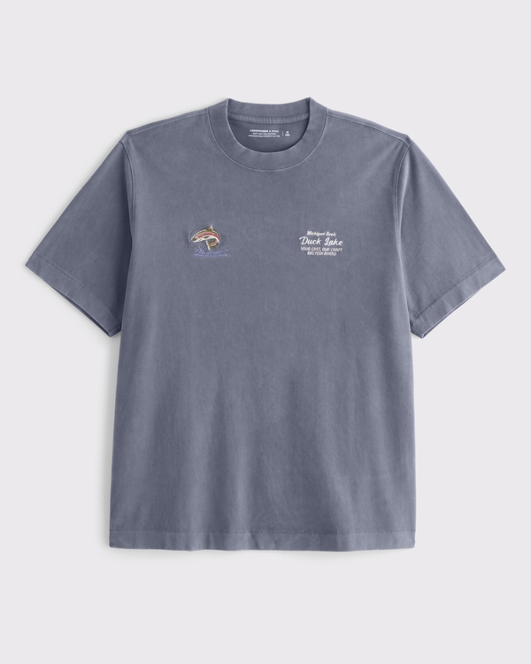 Premium Heavyweight 2.0 Duck Lake Graphic Tee, Deep Sapphire view 1