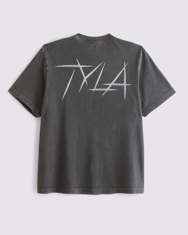 Tyla Vintage-Inspired Graphic Tee, Dark Gray view 1