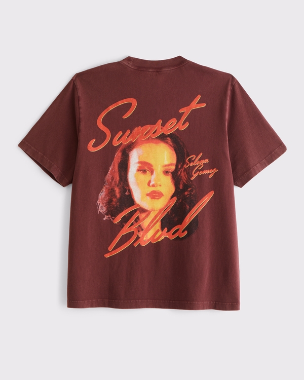 Selena Gomez Vintage-Inspired Graphic Tee, Burgundy view 1