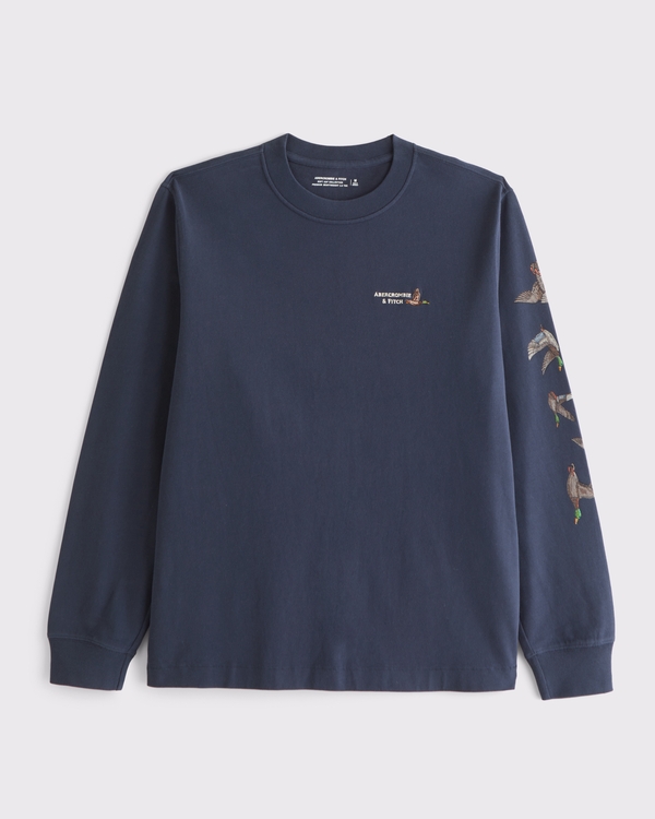 Long-Sleeve Premium Heavyweight 2.0 Graphic Logo Tee, Sapphire view 1