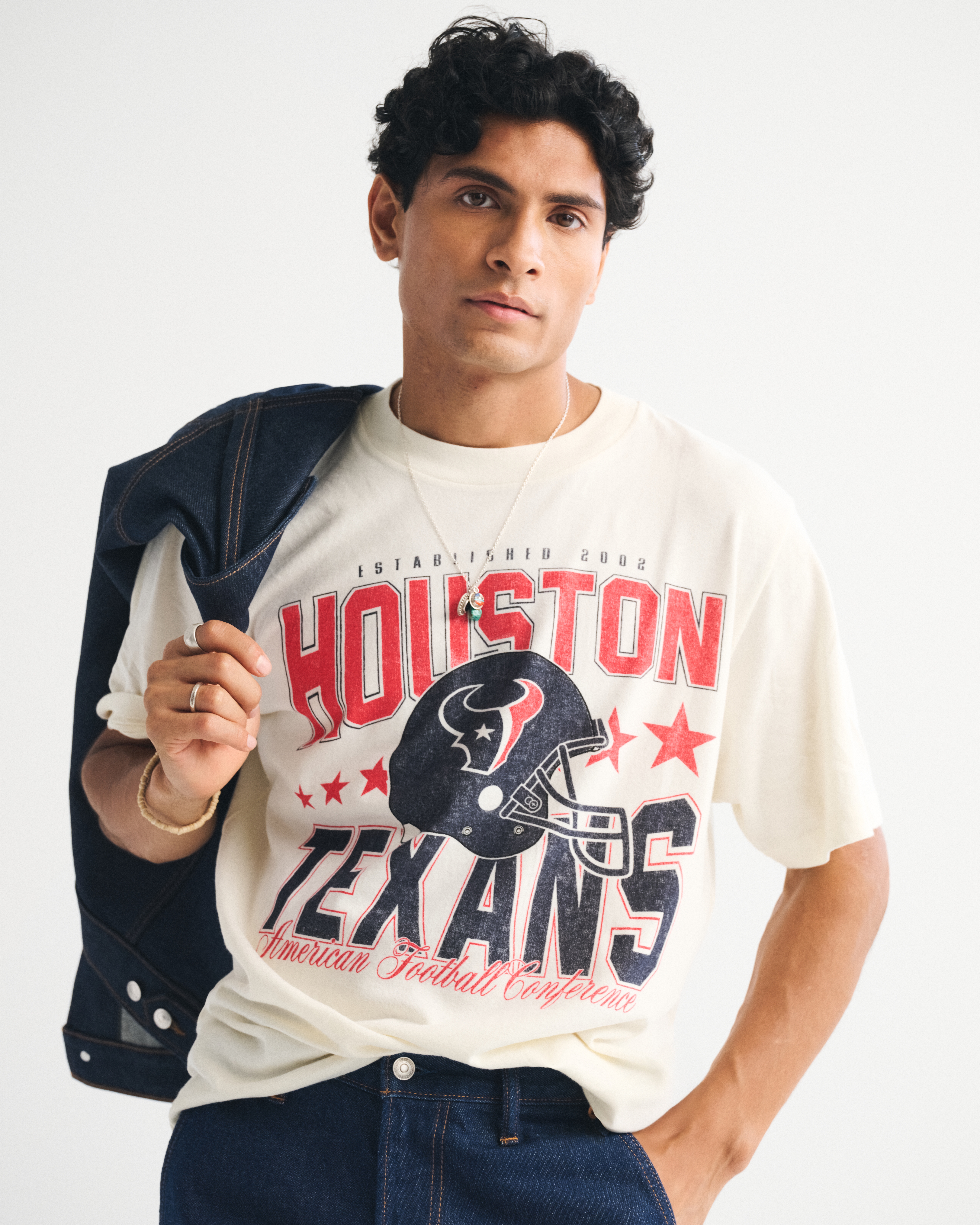 Abercrombie & Fitch Houston Texans Vintage-inspired Graphic Tee In White