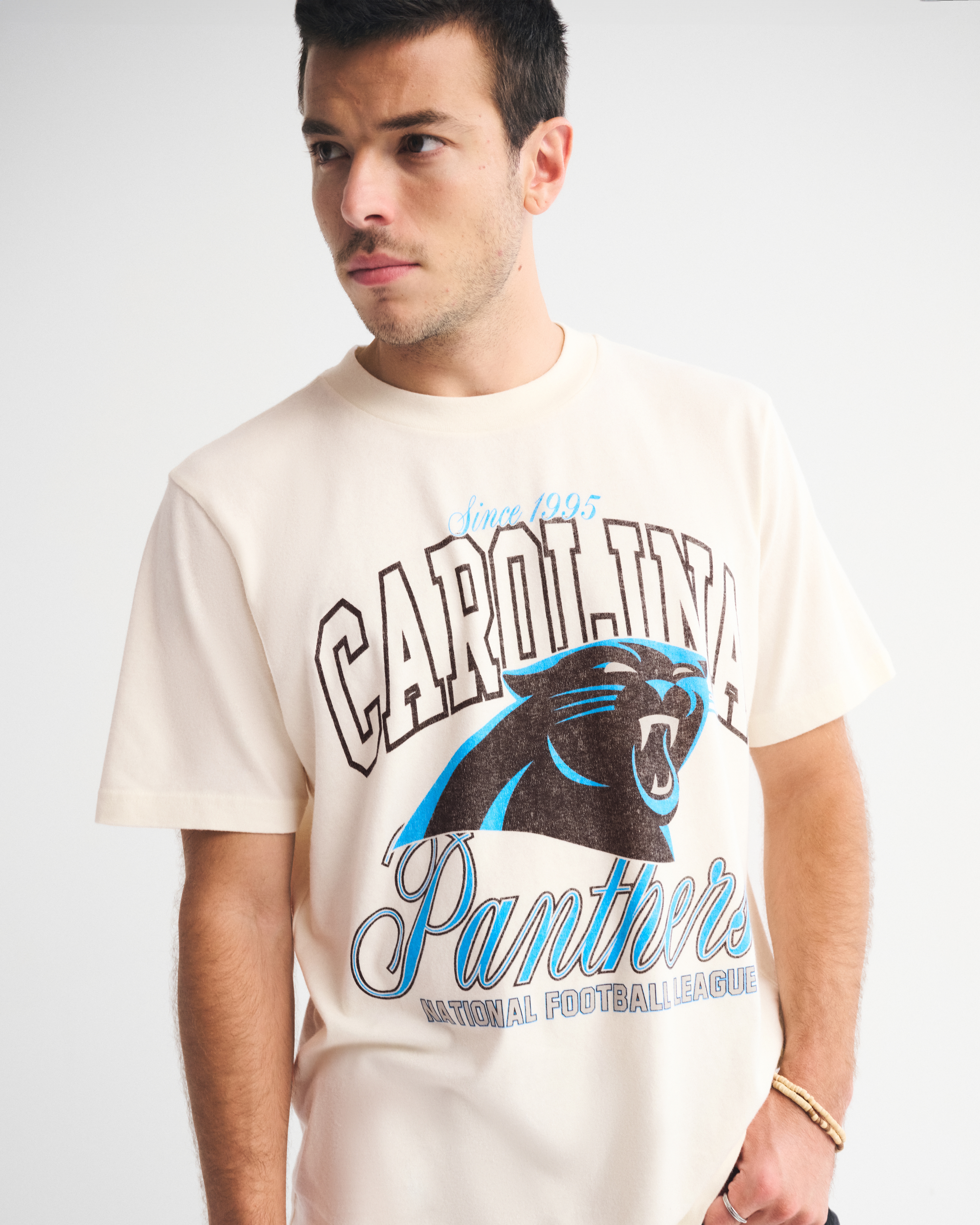 Abercrombie & Fitch Carolina Panthers Vintage-inspired Graphic Tee In Neutral
