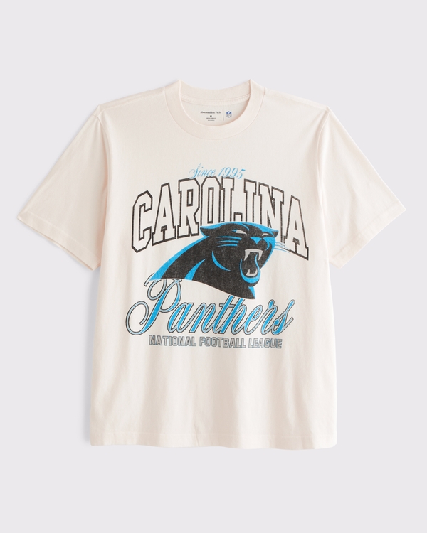 Carolina Panthers Vintage-Inspired Graphic Tee, Cream-panthers view 1
