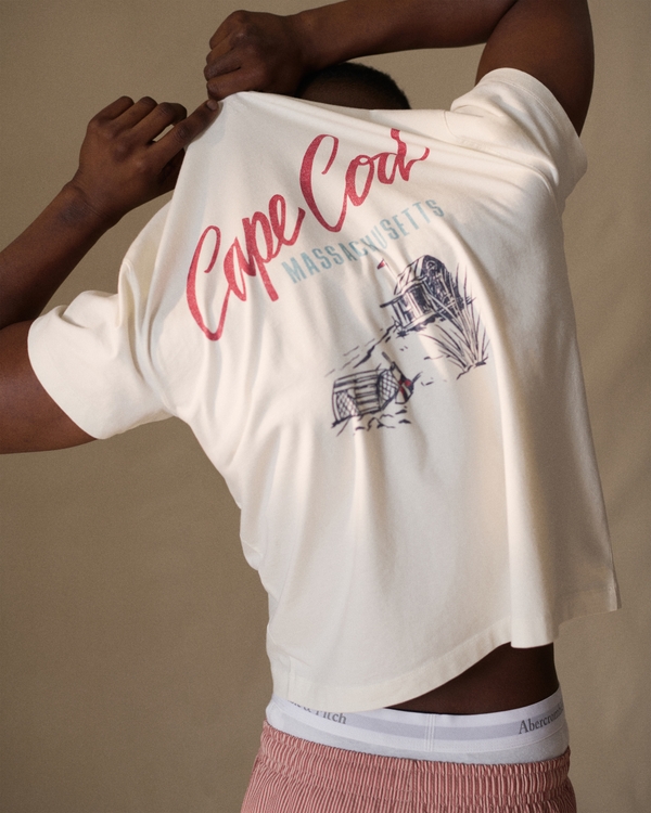 Nautical Classic Polished Cropped Graphic Tee, Cream view 1