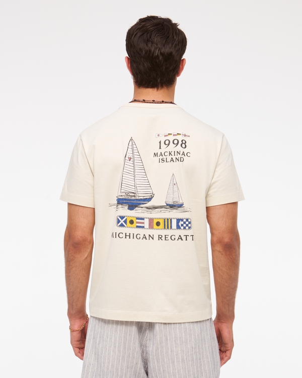 Nautical Classic Polished Cropped Graphic Tee, Warm Beige view 1
