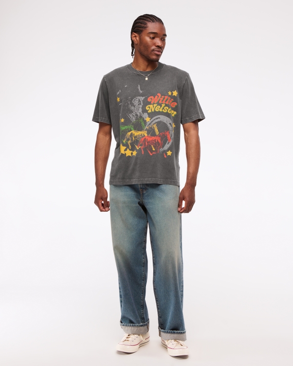 Willie Nelson Vintage-Inspired Graphic Tee, Dark Gray view 2