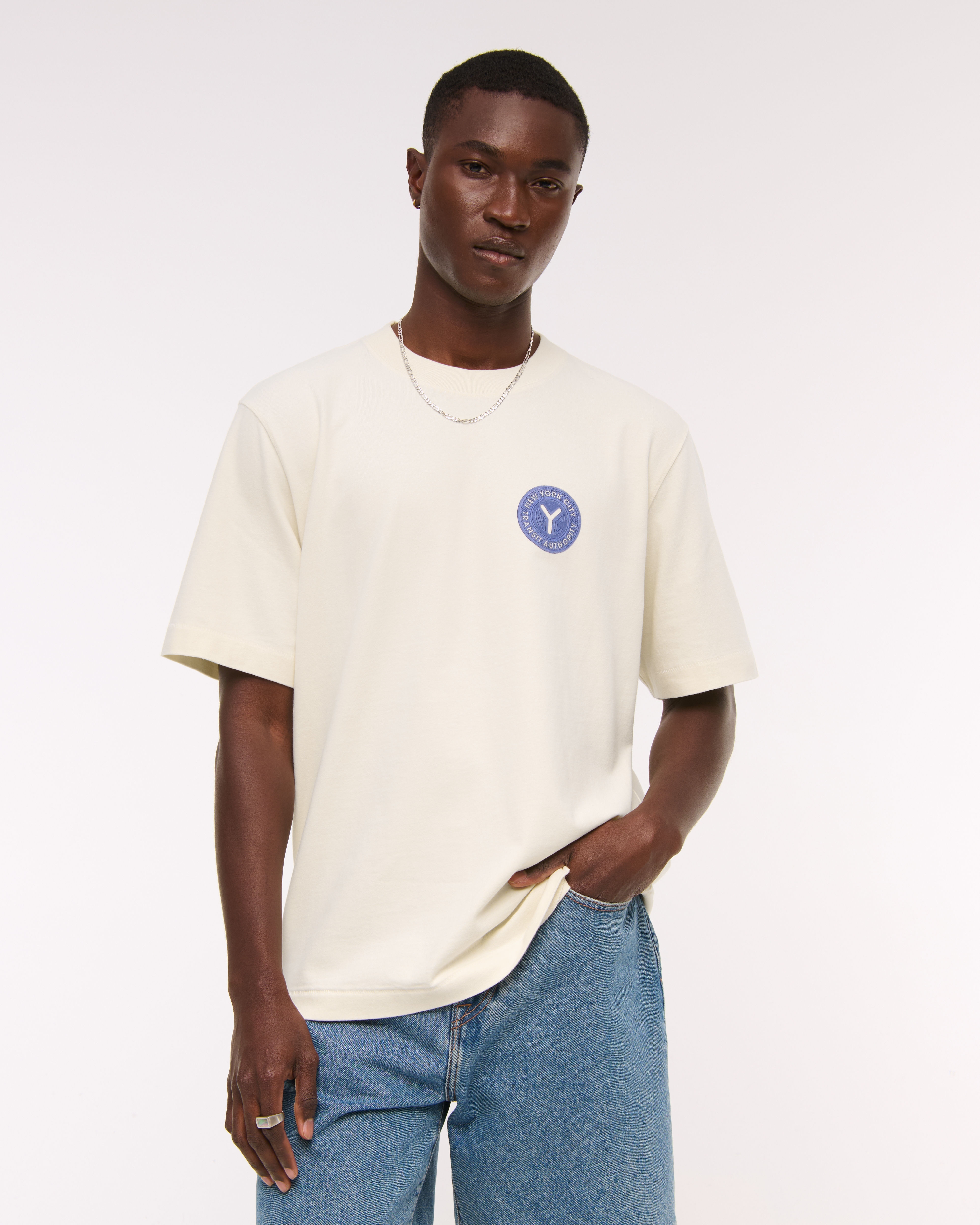 Abercrombie & Fitch Premium Heavyweight Nyc Tee In White
