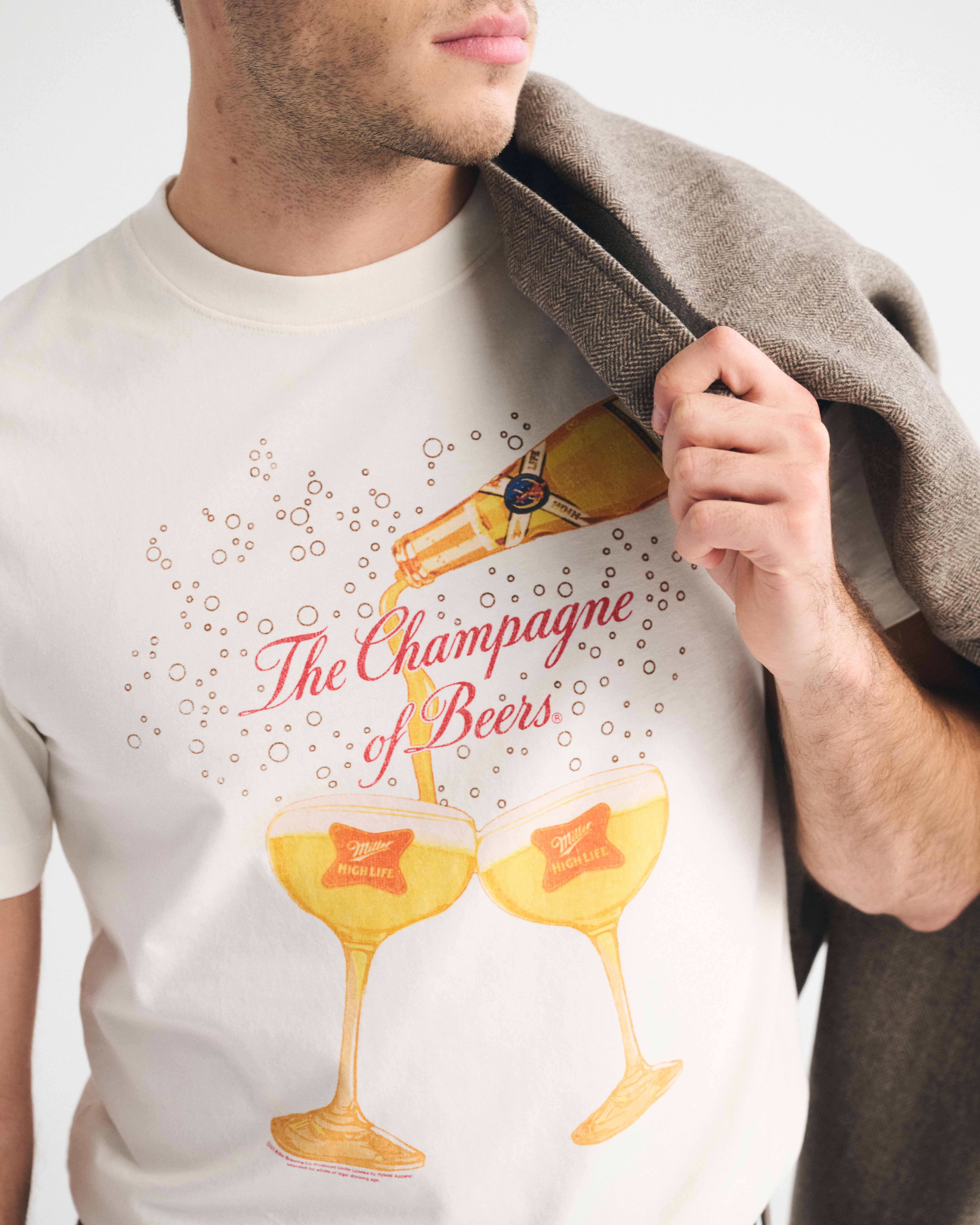 Abercrombie & Fitch Miller High Life Classic Polished Graphic Tee In White