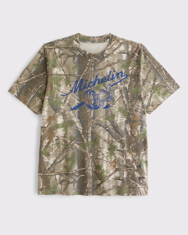 Michelin Vintage-Inspired Graphic Tee, Light Brown Camo view 1