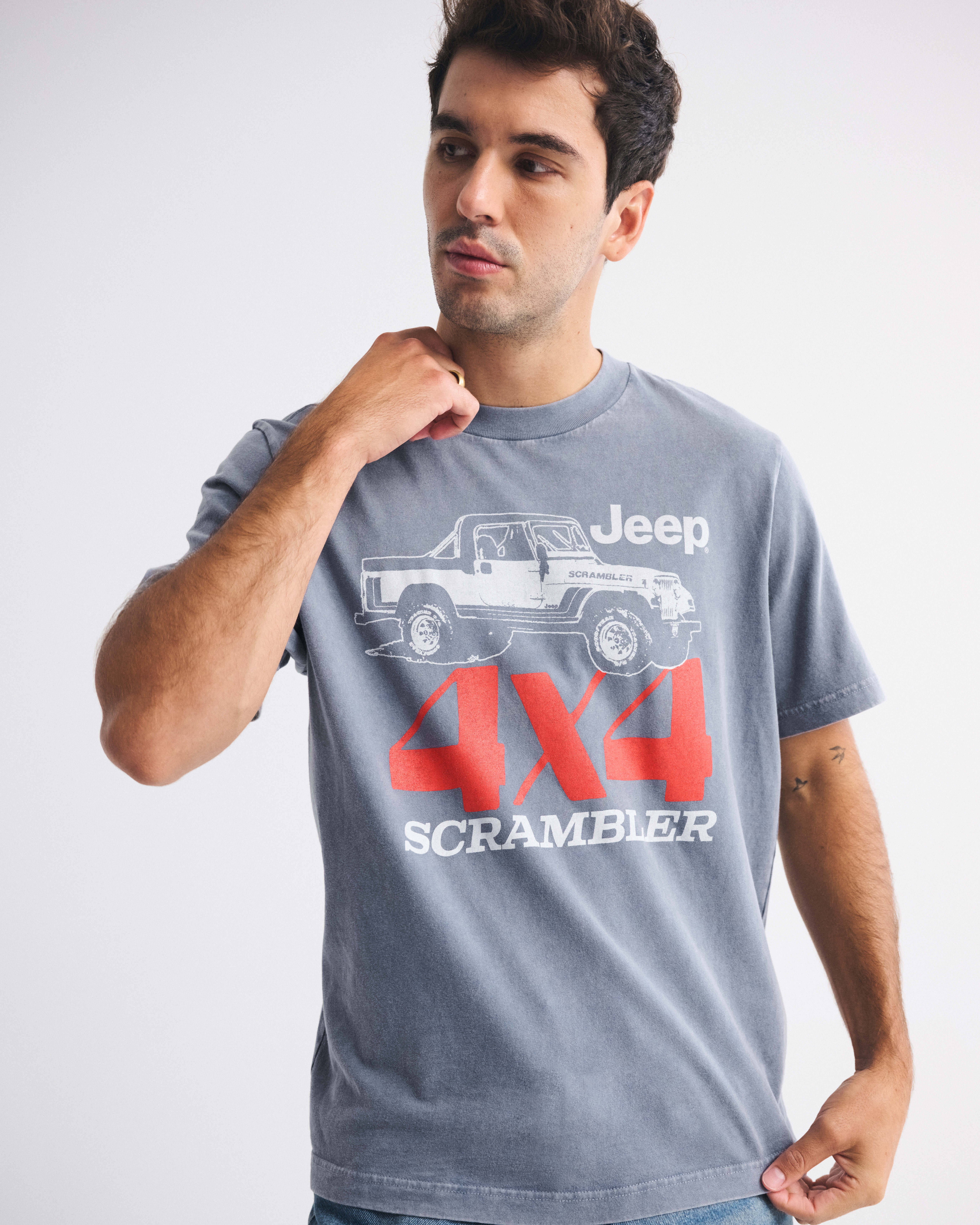 Abercrombie & Fitch Jeep Vintage-inspired Graphic Tee In Blue