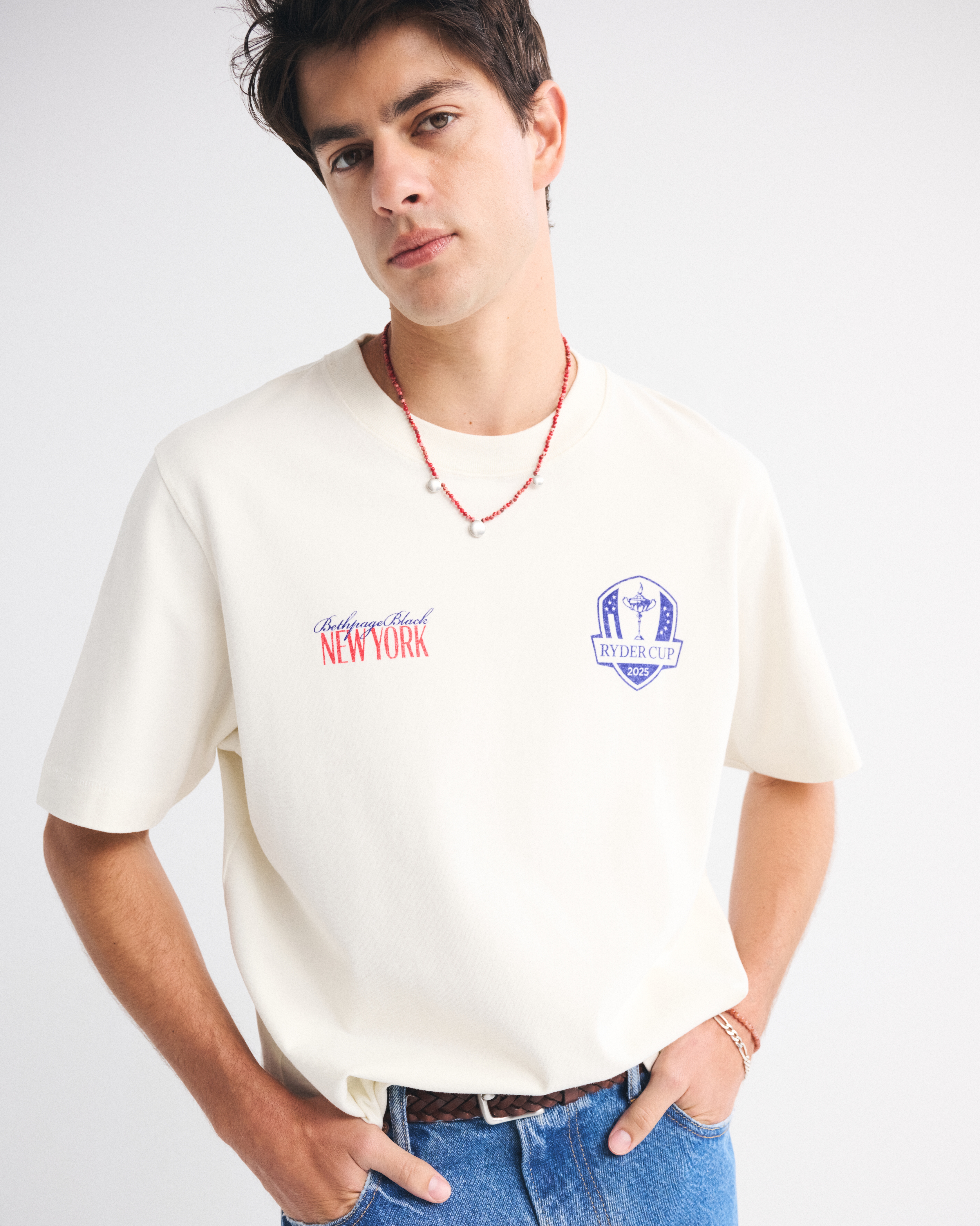 Abercrombie & Fitch Premium Heavyweight 2.0 Pga Ryder Cup Graphic Tee In White