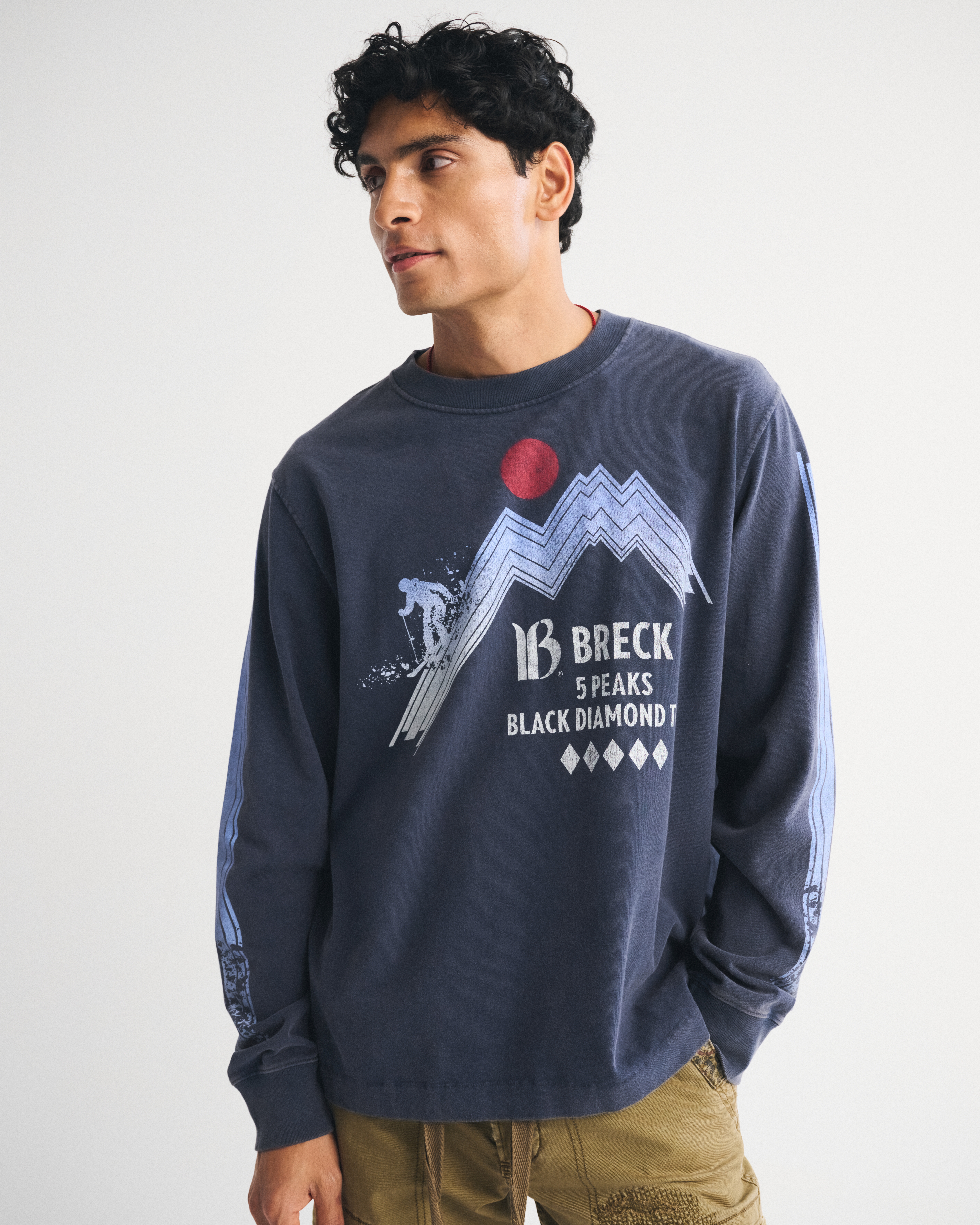 Abercrombie & Fitch Long-sleeve Premium Heavyweight 2.0 Breckenridge Graphic Tee In Blue