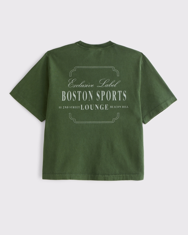 Premium Heavyweight Cropped Graphic Tee, Green view 1