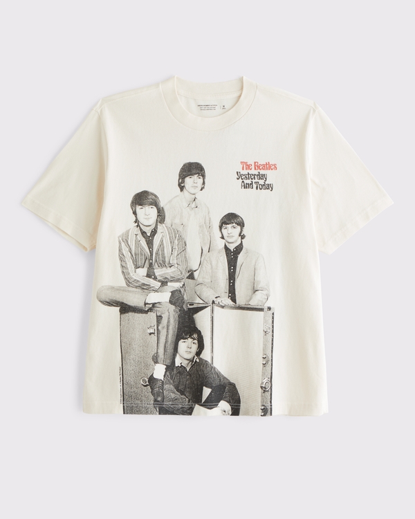 The Beatles Vintage-Inspired Graphic Tee, Cream view 1