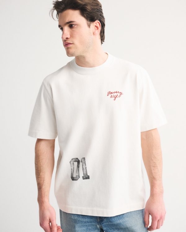 Premium Heavyweight 2.0 New York Graphic Tee, Cream view 1
