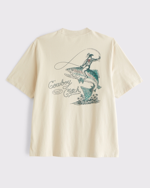 Western Vintage-Inspired Graphic Tee, Light Beige view 1