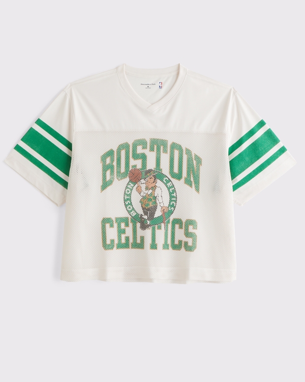 Boston Celtics Cropped Jersey, Cream view 1