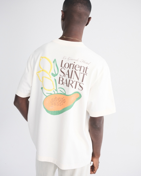Premium Heavyweight 2.0 Saint Barts Graphic Tee, Cream view 1