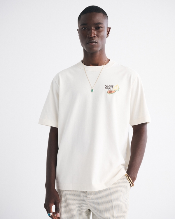 Premium Heavyweight 2.0 Saint Barts Graphic Tee, Cream view 2