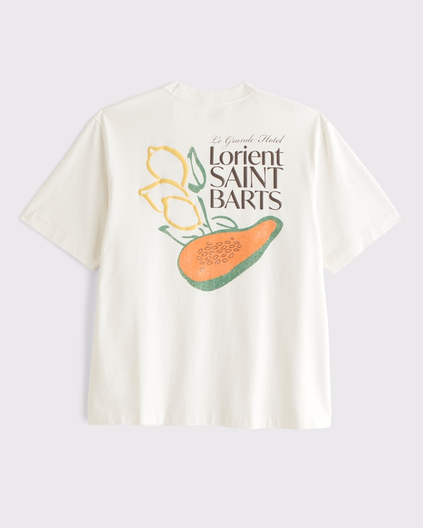 Premium Heavyweight 2.0 Saint Barts Graphic Tee, Cream view 1