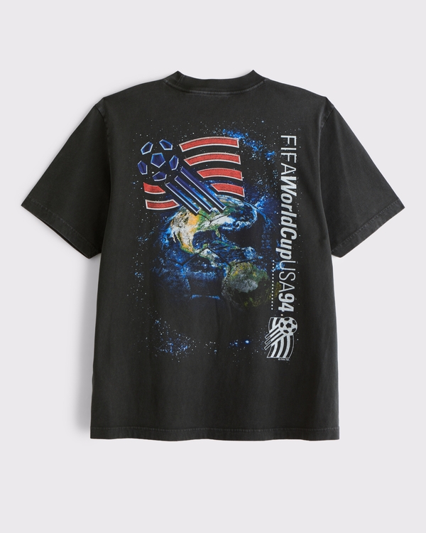FIFA World Cup Vintage-Inspired Graphic Tee, Black Wash view 1