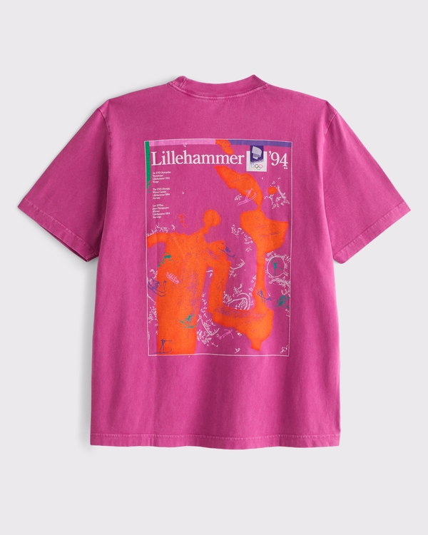 Olympics Vintage-Inspired Graphic Tee, Pink-purple view 1