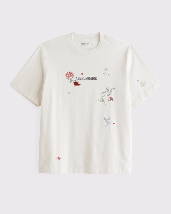 優質重量級 2.0 圖案 Logo T 恤, 奶油色 view 1