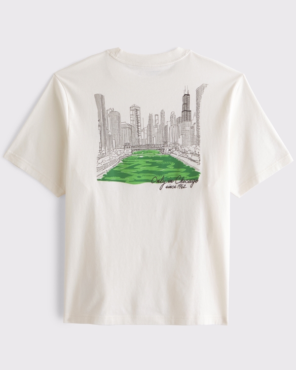 Chicago River Vintage-Inspired Graphic Tee, White view 1