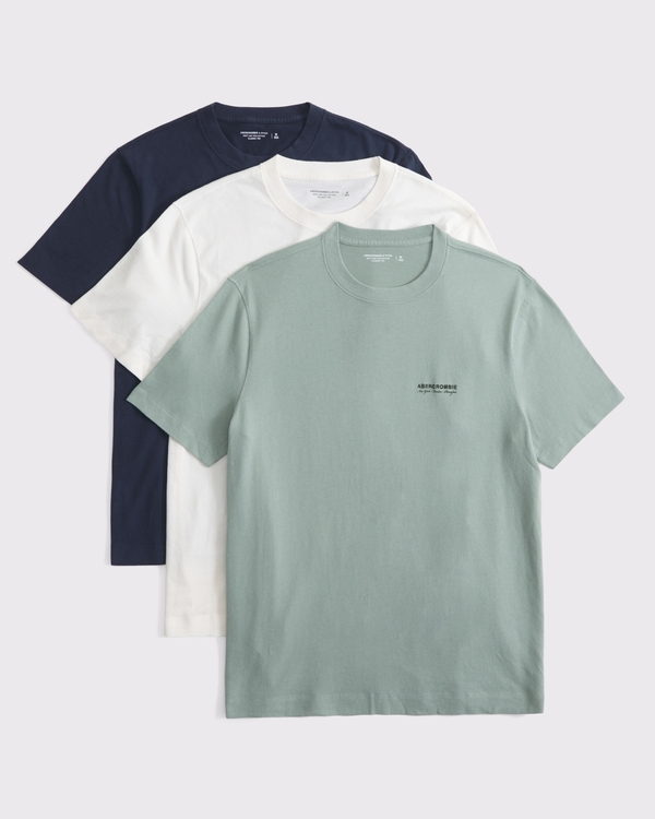 3er-Pack Tees mit Logo, Salbeigrün, Mehrfarbig view 1