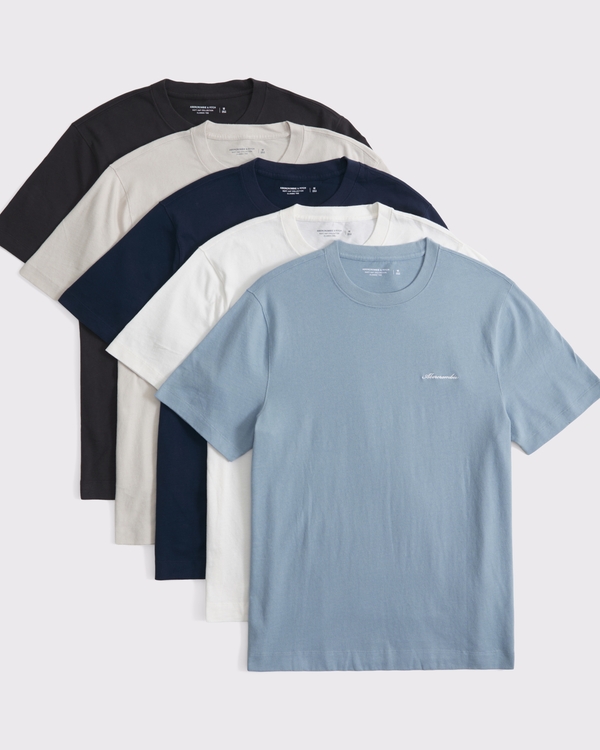 5er-Pack Tees mit Logo, Mehrfarbig view 1