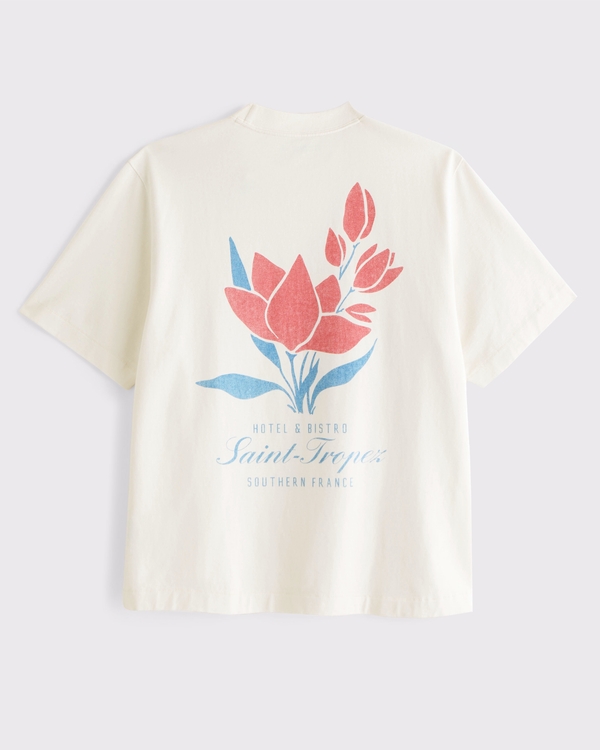 Premium Heavyweight 2.0 Saint-Tropez Graphic Tee, Cream view 1