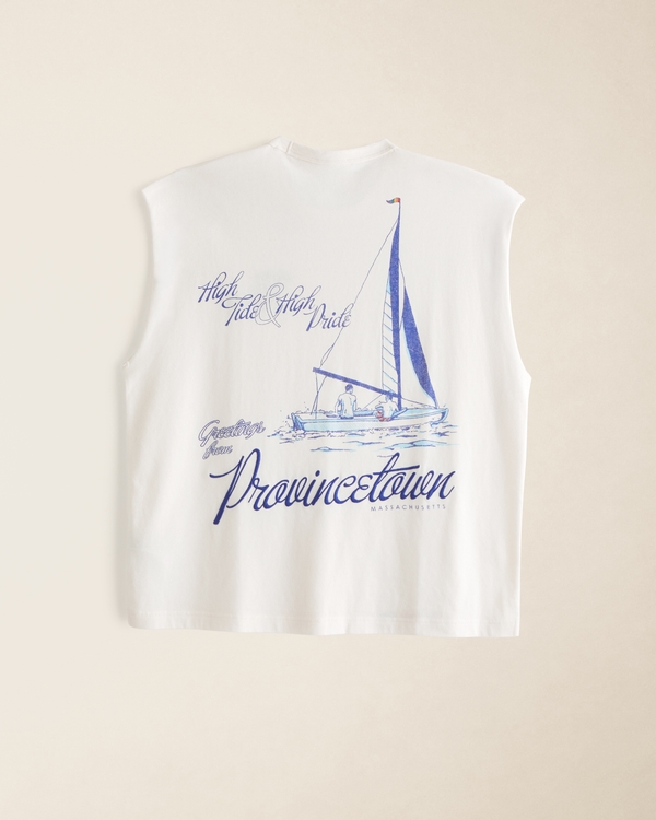 Pride tanktop met P-Town-print en afhangende schouders, Crème view 1