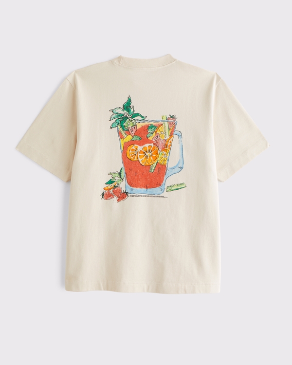 Pimm's Graphic Premium Heavyweight 2.0 Tee, Warm Beige view 1
