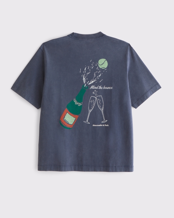 T-shirt premium épais 2.0 avec graphique tennis, Saphir view 1