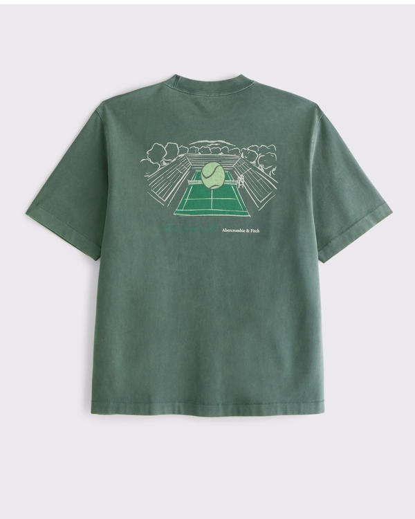 Premium Heavyweight 2.0 Tee mit Tennis-Grafik, Jägergrün view 1