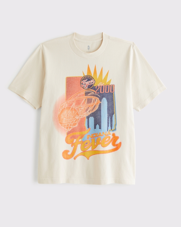 Indiana Fever Vintage-Inspired Graphic Tee, Warm Beige view 1