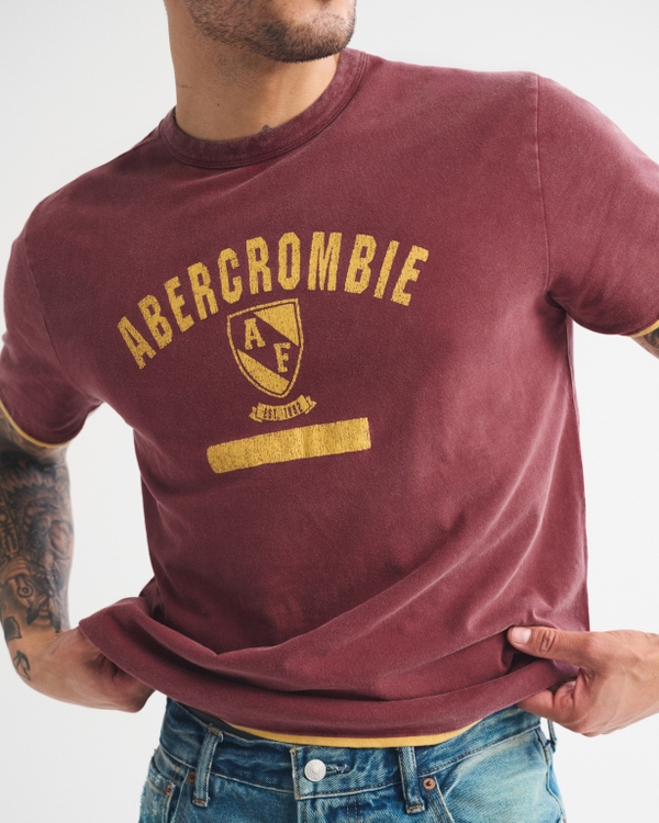 Wendbares Logo-Tee, Burgunderrot Und Dunkelgelb view 1