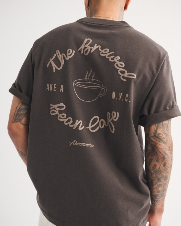Premium Heavyweight 2.0 Cafe Graphic Tee, Chocolate Brown view 1