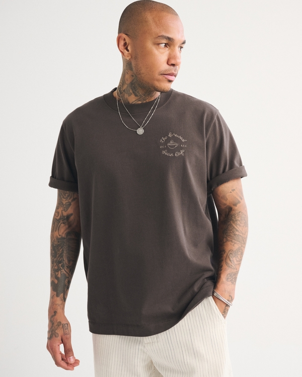 Premium Heavyweight 2.0 Cafe Graphic Tee, Chocolate Brown view 2