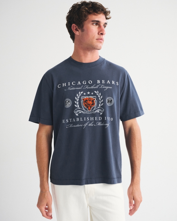 Chicago Bears Premium Heavyweight 2.0 Tee, Navy-bears view 1