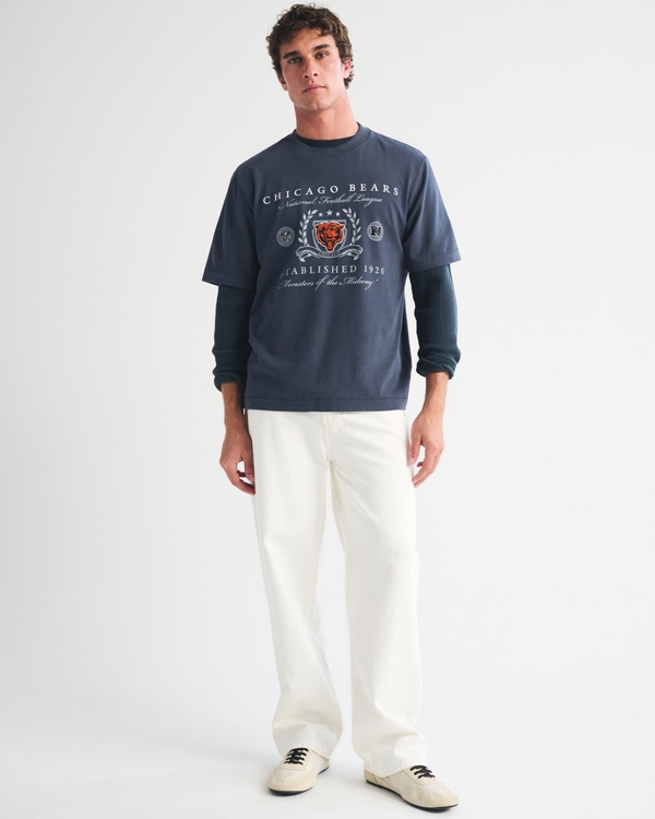 Chicago Bears Premium Heavyweight 2.0 Tee, Navy-bears view 2