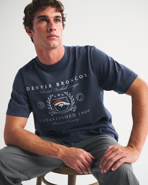 Denver Broncos Premium Heavyweight 2.0 Tee, Navy-broncos view 1