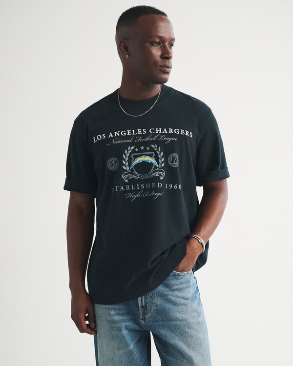 Los Angeles Chargers Premium Heavyweight 2.0 Tee, Black-chargers view 1