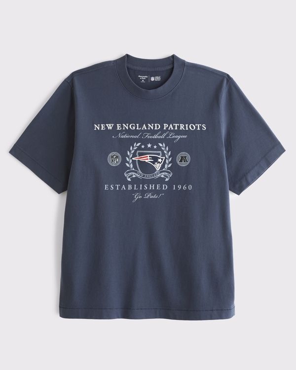 New England Patriots Premium Heavyweight 2.0 Tee, Navy-patriots view 1
